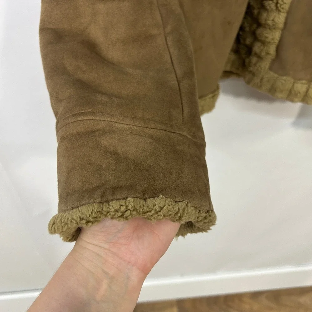 Vintage Y2K Penny Lane Coat Large‎ Bratz Style Faux Suede Shearling Zip Coat